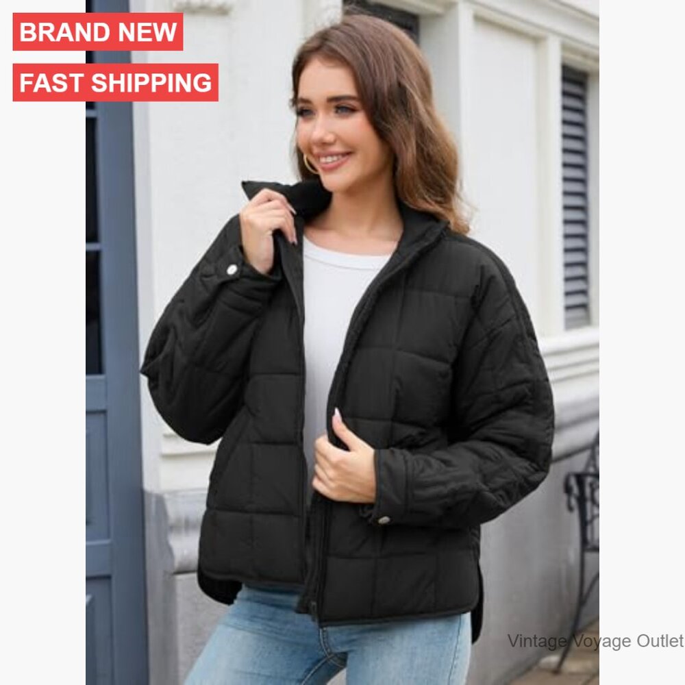 Lightweight Down Puffer Jacket, Packable Cropped … - image 5